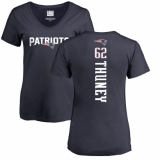 NFL Women's Nike New England Patriots #62 Joe Thuney Navy Blue Backer T-Shirt
