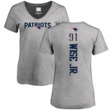 NFL Women's Nike New England Patriots #91 Deatrich Wise Jr Ash Backer V-Neck T-Shirt