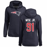 NFL Women's Nike New England Patriots #91 Deatrich Wise Jr Navy Blue Name & Number Logo Pullover Hoodie
