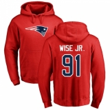 NFL Nike New England Patriots #91 Deatrich Wise Jr Red Name & Number Logo Pullover Hoodie