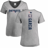NFL Women's Nike New England Patriots #63 Antonio Garcia Ash Backer V-Neck T-Shirt
