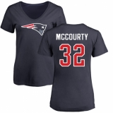 NFL Women's Nike New England Patriots #32 Devin McCourty Navy Blue Name & Number Logo Slim Fit T-Shirt
