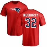 NFL Nike New England Patriots #32 Devin McCourty Red Name & Number Logo T-Shirt