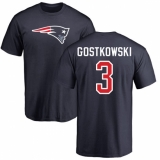 NFL Nike New England Patriots #3 Stephen Gostkowski Navy Blue Name & Number Logo T-Shirt
