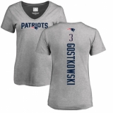 NFL Women's Nike New England Patriots #3 Stephen Gostkowski Ash Backer V-Neck T-Shirt