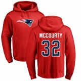 NFL Nike New England Patriots #32 Devin McCourty Red Name & Number Logo Pullover Hoodie