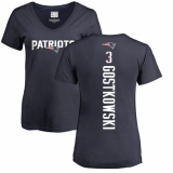 NFL Women's Nike New England Patriots #3 Stephen Gostkowski Navy Blue Backer T-Shirt
