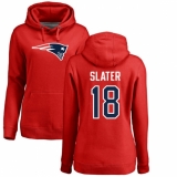 NFL Women's Nike New England Patriots #18 Matthew Slater Red Name & Number Logo Pullover Hoodie