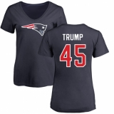 NFL Women's Nike New England Patriots #45 Donald Trump Navy Blue Name & Number Logo Slim Fit T-Shirt