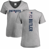 NFL Women's Nike New England Patriots #21 Malcolm Butler Ash Backer V-Neck T-Shirt