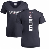 NFL Women's Nike New England Patriots #21 Malcolm Butler Navy Blue Backer T-Shirt