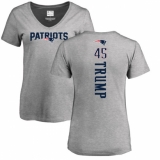 NFL Women's Nike New England Patriots #45 Donald Trump Ash Backer V-Neck T-Shirt