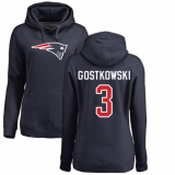 NFL Women's Nike New England Patriots #3 Stephen Gostkowski Navy Blue Name & Number Logo Pullover Hoodie