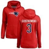 NFL Women's Nike New England Patriots #3 Stephen Gostkowski Red Name & Number Logo Pullover Hoodie