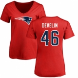 NFL Women's Nike New England Patriots #46 James Develin Red Name & Number Logo Slim Fit T-Shirt