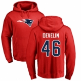 NFL Nike New England Patriots #46 James Develin Red Name & Number Logo Pullover Hoodie