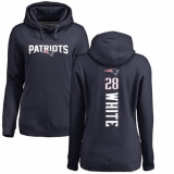 NFL Women's Nike New England Patriots #28 James White Navy Blue Backer Pullover Hoodie
