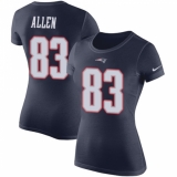 Women's Nike New England Patriots #83 Dwayne Allen Navy Blue Rush Pride Name & Number T-Shirt