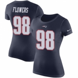 Women's Nike New England Patriots #98 Trey Flowers Navy Blue Rush Pride Name & Number T-Shirt