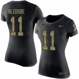 Women's Nike New England Patriots #11 Drew Bledsoe Black Camo Salute to Service T-Shirt
