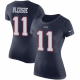 Women's Nike New England Patriots #11 Drew Bledsoe Navy Blue Rush Pride Name & Number T-Shirt
