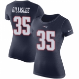 Women's Nike New England Patriots #35 Mike Gillislee Navy Blue Rush Pride Name & Number T-Shirt