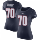 Women's Nike New England Patriots #70 Adam Butler Navy Blue Rush Pride Name & Number T-Shirt