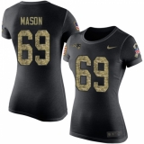 Women's Nike New England Patriots #69 Shaq Mason Black Camo Salute to Service T-Shirt