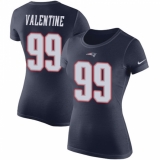 Women's Nike New England Patriots #99 Vincent Valentine Navy Blue Rush Pride Name & Number T-Shirt