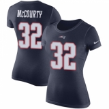 Women's Nike New England Patriots #32 Devin McCourty Navy Blue Rush Pride Name & Number T-Shirt
