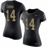 Women's Nike New England Patriots #14 Brandin Cooks Black Camo Salute to Service T-Shirt