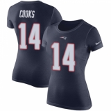 Women's Nike New England Patriots #14 Brandin Cooks Navy Blue Rush Pride Name & Number T-Shirt
