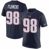 Nike New England Patriots #98 Trey Flowers Navy Blue Rush Pride Name & Number T-Shirt