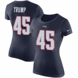 Women's Nike New England Patriots #45 Donald Trump Navy Blue Rush Pride Name & Number T-Shirt