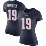 Women's Nike New England Patriots #19 Malcolm Mitchell Navy Blue Rush Pride Name & Number T-Shirt