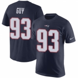 Nike New England Patriots #93 Lawrence Guy Navy Blue Rush Pride Name & Number T-Shirt
