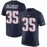 Nike New England Patriots #35 Mike Gillislee Navy Blue Rush Pride Name & Number T-Shirt