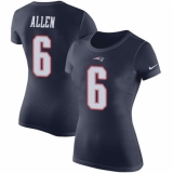 Women's Nike New England Patriots #6 Ryan Allen Navy Blue Rush Pride Name & Number T-Shirt