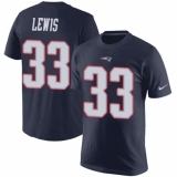 Nike New England Patriots #33 Dion Lewis Navy Blue Rush Pride Name & Number T-Shirt