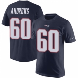 Nike New England Patriots #60 David Andrews Navy Blue Rush Pride Name & Number T-Shirt
