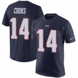 Nike New England Patriots #14 Brandin Cooks Navy Blue Rush Pride Name & Number T-Shirt