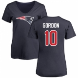 NFL Women's Nike New England Patriots #10 Josh Gordon Navy Blue Name & Number Logo Slim Fit T-Shirt