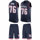 Men's Nike New England Patriots #76 Isaiah Wynn Limited Navy Blue Tank Top Suit NFL Jersey