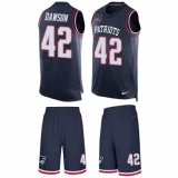 Men's Nike New England Patriots #42 Duke Dawson Limited Navy Blue Tank Top Suit NFL Jersey