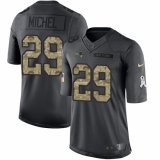Men's Nike New England Patriots #29 Sony Michel Limited Black 2016 Salute to Service NFL Jersey
