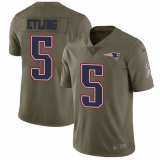 Men's Nike New England Patriots #5 Danny Etling Limited Olive 2017 Salute to Service NFL Jersey
