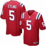 Men's Nike New England Patriots #5 Danny Etling Game Red Alternate NFL Jersey