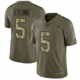 Youth Nike New England Patriots #5 Danny Etling Limited Olive Camo 2017 Salute to Service NFL Jersey