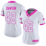 Women's Nike New England Patriots #42 Duke Dawson Limited White Pink Rush Fashion NFL Jersey