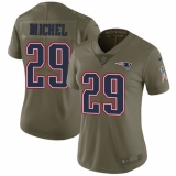 Women's Nike New England Patriots #29 Sony Michel Limited Olive 2017 Salute to Service NFL Jersey